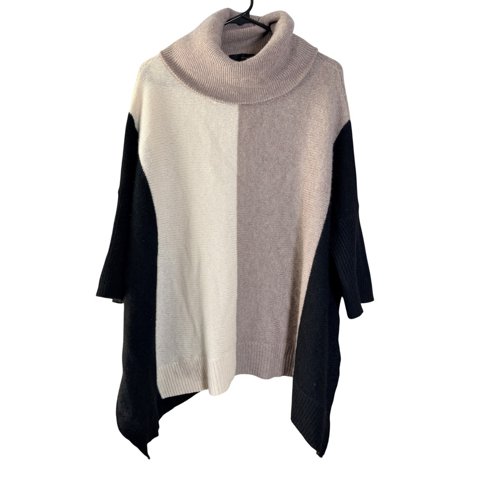 360Cashmere Turtleneck Poncho L Multi Colorblock 100 Cashmere